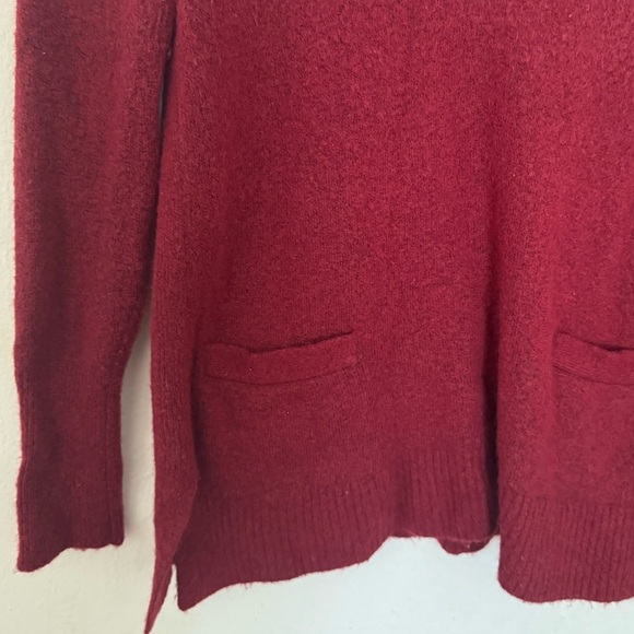 J. Crew V-Neck Alpaca Blend Burgandy Red Sweater - Picture 5 of 6